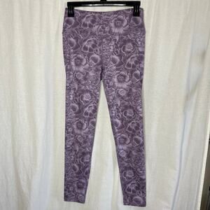 Kyodan‎ Purple Floral Print Ankle Length Leggings Size Small Athletic Yoga Gym